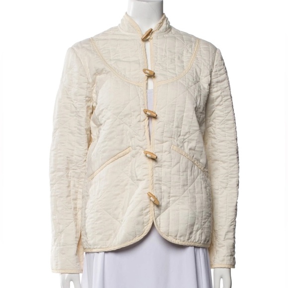 DOEN Parker Cotton Nutmilk Cream Wood Toggle Button Quilted Jacket Size XXS - Picture 3 of 11